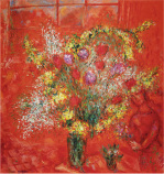 Fleurs sur fond rouge, 1970 art print