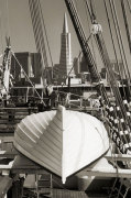 Lifeboat and San Francisco Skyline giclee art print