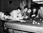 Newcastle footballers play snooker, 1950s giclee art print