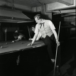 Teddy boy playing snooker, 1955 giclee art print