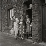Women on doorstep, 1950s giclee art print