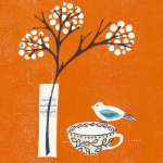 Bird on Teacup giclee art print