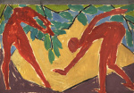 Design for a folding screen - Adam and Eve giclee art print