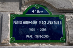 Paris Notre-Dame - Place Jean-Paul II sign, Ile de la Cite, Paris, France giclee art print