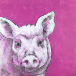 Pig on Pink giclee art print