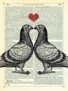 Pigeons in Love giclee art print