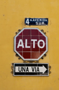Road sign, Antigua, Guatemala giclee art print