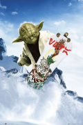 Star Wars - Yoda Snowboarding art print