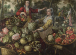 The Four Elements: Earth. A Fruit and Vegetable Market with the Flight into Egypt in the Background giclee art print