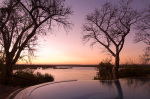 The River Club lodge, sunset on Zambesi River, Zambia giclee art print