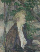 Woman seated in a Garden giclee art print