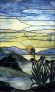 Stained Glass Window with Iris and Sunset, c.1900 giclee art print