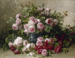 Still Life with Pink and Red Roses giclee art print