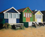 Beach huts in summer art print