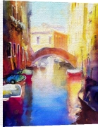 Cecil Rice art print - Canal with Orange Bridge poster