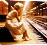 George Thomas art print - Girl At The Station poster