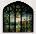 Landscape with Hollyhocks art print