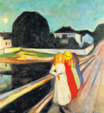 Four Girls on a Bridge art print