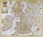A New Map of England Scotland and Ireland 1680 art print
