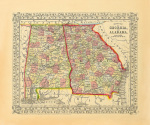 County Map of Georgia and Alabama art print