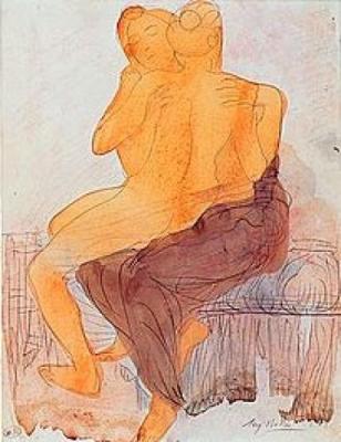 Auguste Rodin Paintings on Couple Saphique Assis By Auguste Rodin Art Print   Worldgallery Co Uk