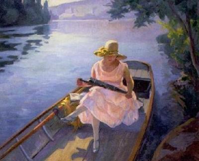 Young Girl on a Barge art print by Clementine Ballot