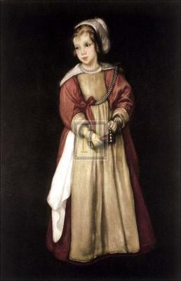 Girl with a bell art print by Cornelis de Vos