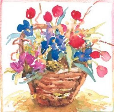 Tulip Basket art print by Dawna Barton
