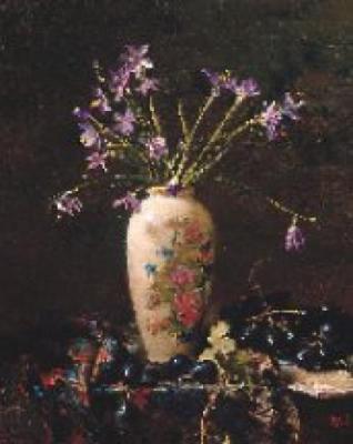 Still Life with Grapes art print by Del Gish