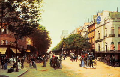 Le Boulevard des Italiens art print by Edmond Georges Grandjean