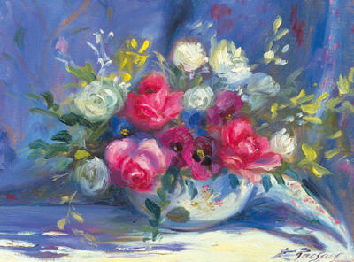 Bowl of Roses art print by Elizabeth Parsons