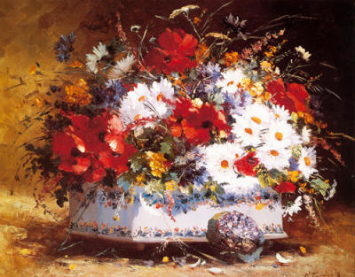 Still Life of Spring Flowers art print by Eugene Cauchois