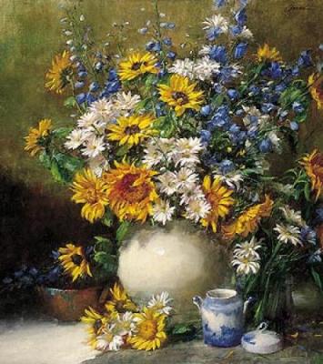 Sunflowers and Daisies art print by Frank Janca