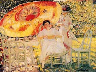 Garden Parasols on The Garden Parasol By Frederick Frieseke Art Print Worldgallery Co