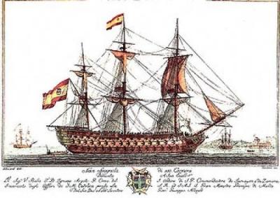 Nave Spagnola di 100 Cannoni art print by Guiseppe Allezard