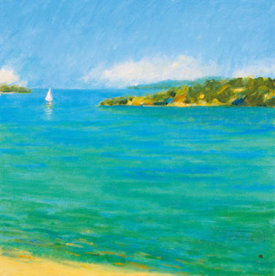 Aquamarine II art print by Hazel Barker
