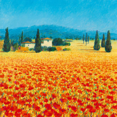 Farm near Montefiorale art print by Hazel Barker