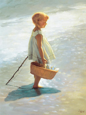 Young Girl on a Beach art print by I. Davidi