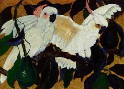 White Cockatoos & Parrots art print by Jesse Arms Botke