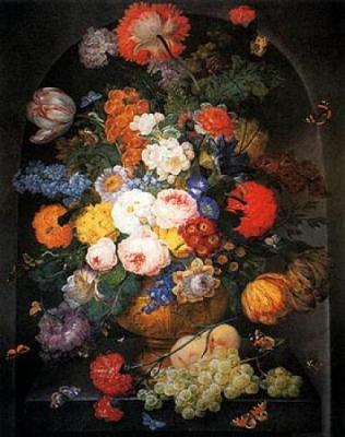 Alcove Flowers and Fruit art print by Johanne-Baptist Drechsler