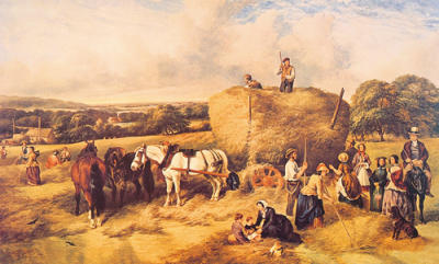 Haymaking art print by John James Wilson