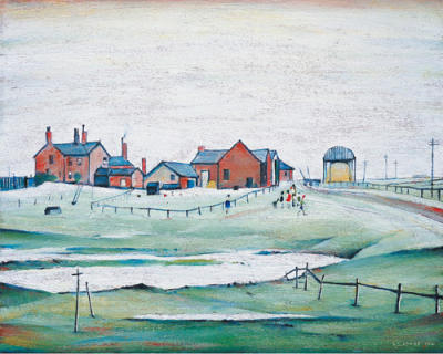 Landscapes with farm buildings, 1945 art print by LS Lowry
