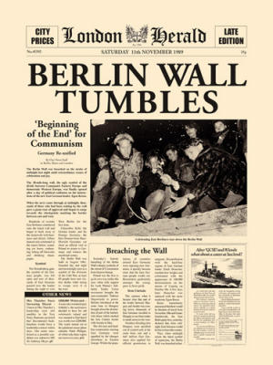 Berlin Wall Tumbles art print by London Herald