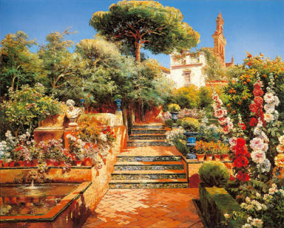A Flower Garden art print by Manuel Garcia y Rodriguez
