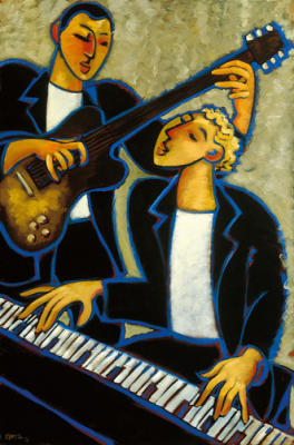 Piano and Guitar art print by Marsha Hammel