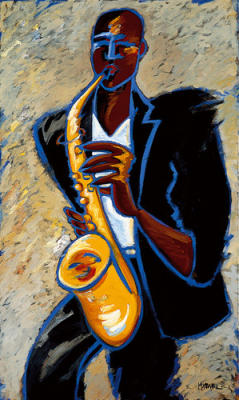 Saxman art print by Marsha Hammel