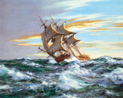 Dawn chase art print by Montague Dawson