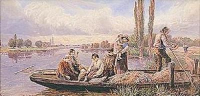 Crossing the ferry art print by Myles Birket Foster