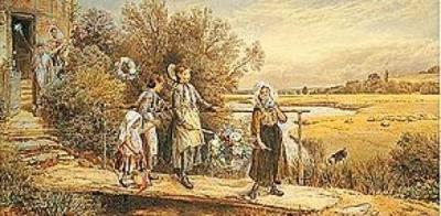 The family going off to market art print by Myles Birket Foster