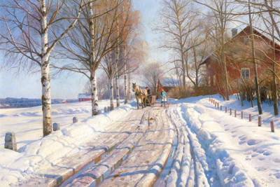 Winter scene art print by Peder Monsted